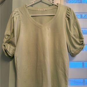 Avec Les Filles Light Green Puff Sleeve Top